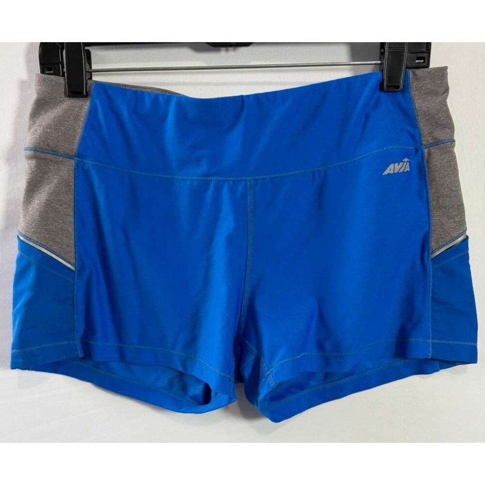 AVIA Women’s Athletic Shorts Size L Blue Stretch Running Gym Activewear.